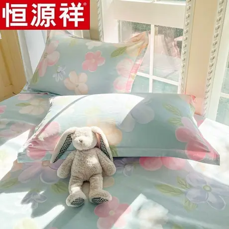 恒源祥全棉枕套纯棉枕头套双人单人学生宿舍48x74cm枕芯套一对装商品大图