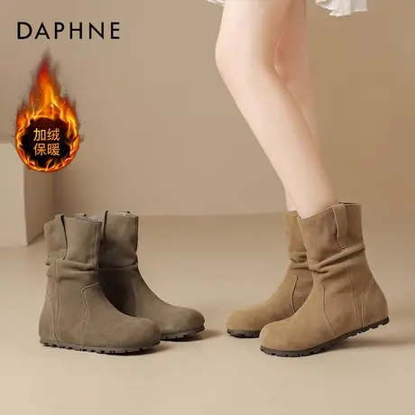 达芙妮勃肯短靴女秋冬加绒内增高马丁靴加绒堆堆靴子2025新款女靴图片