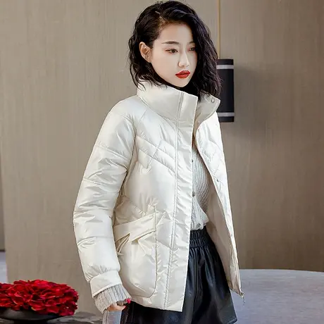 亮面免洗羽绒棉服女短款小个子棉衣2023冬季新款宽松加厚棉袄外套图片