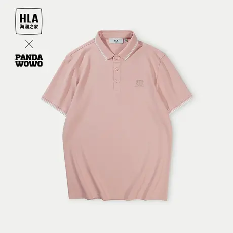 HLA/海澜之家panda wowo熊猫短袖POLO24春夏新凉感珠地网眼上衣男图片
