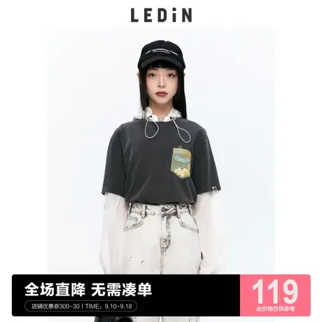 乐町趣味口袋短袖T恤女夏季新款纯棉上衣C1DAC2206图片