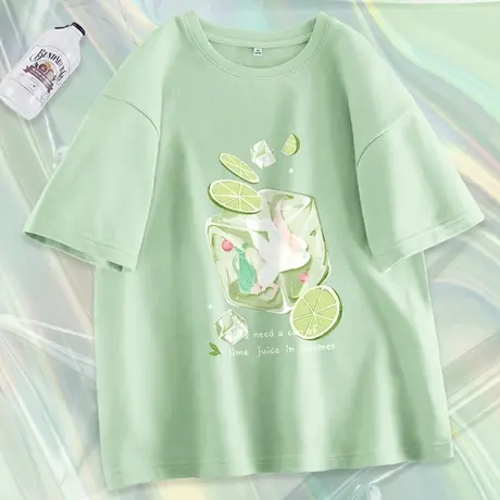 真维斯life港风设计感小众纯棉短袖t恤女2023夏季小个子体恤上衣商品大图