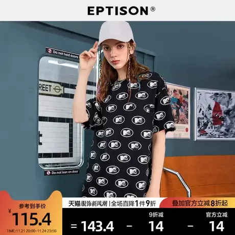 EPTISON短袖t恤女2024夏季新款印花纯棉情侣装上衣商品大图
