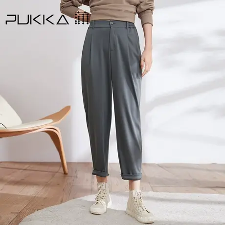 蒲PUKKA 休闲萝卜裤女春装宽松运动显瘦弹力针织棉裤子图片