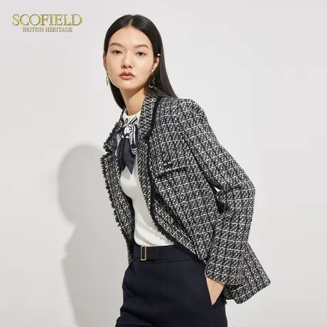 【小香风】Scofield女装羊毛粗花呢双排扣设计西装外套商场同款商品大图