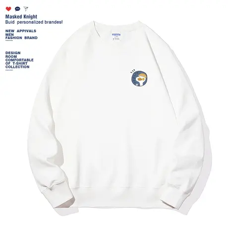 日系简约卡通小鸭子印花圆领卫衣男秋冬潮牌休闲宽松打底上衣商品大图