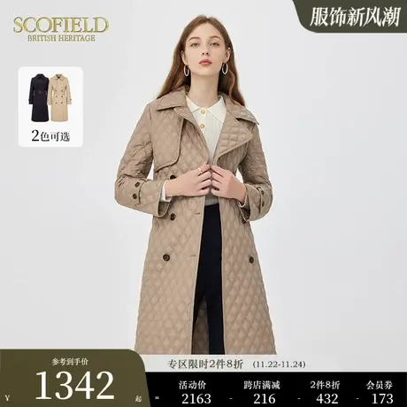 Scofield女装通勤简约时尚气质保暖显瘦双排扣中长棉服棉衣商品大图