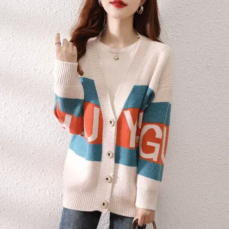 爆款女士毛衣外套2025年新款韩版春秋宽松外穿慵懒风针织开衫上衣商品大图