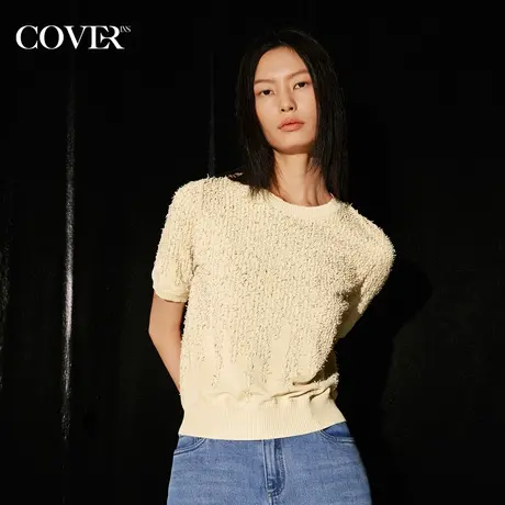 COVER秋季编织提花蝴蝶纱精梳棉上衣商品大图