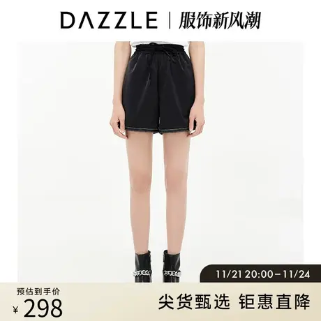 DAZZLE地素奥莱 运动风撞色松紧腰休闲短裤女2D3Q2021A商品大图