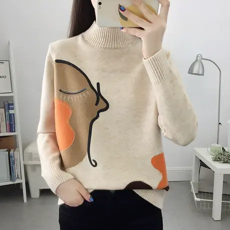 半高领加厚套头针织衫毛衣女装2023秋冬新款洋气打底衫超好看上衣图片