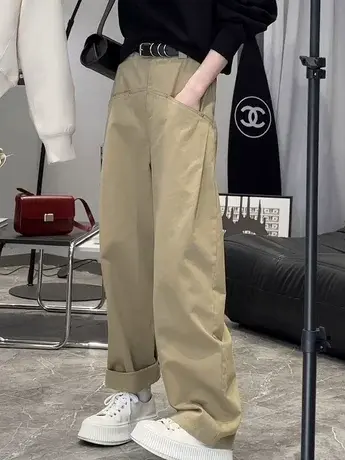 工装直筒阔腿裤女欧洲站春装2023新款欧货女装时尚洋气休闲裤子潮商品大图