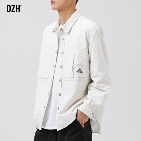 男生白色衬衫男长袖高级感痞帅休闲外套秋季男装2023新款寸衣衬衣商品大图
