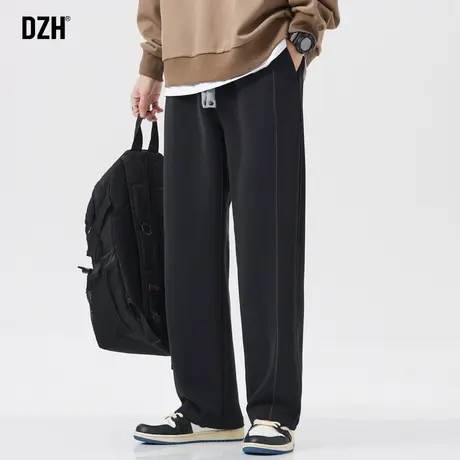 男士垂感坠感裤子男款休闲裤男2023春秋季新款黑色显瘦长裤直筒裤图片