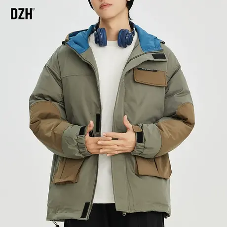 男士工装棉服男冬季加厚冲锋衣连帽拼接外套潮牌棉衣2023新款棉袄商品大图