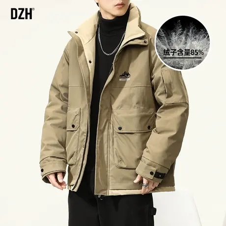 男士潮牌羽绒服冬季男2023新款工装夹克外套男款加绒加厚保暖上衣图片