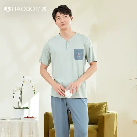 好波夏季男士大码短袖青年家居服宽松可外穿薄款休闲睡衣HJM2346商品大图