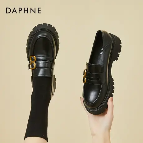 达芙妮英伦风小皮鞋女日系女jk厚底黑色配裙子夏季乐福玛丽珍单鞋图片