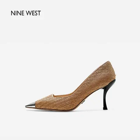 Nine West/玖熙金属小方头气质高跟鞋2024年春季新款设计感单鞋女商品大图