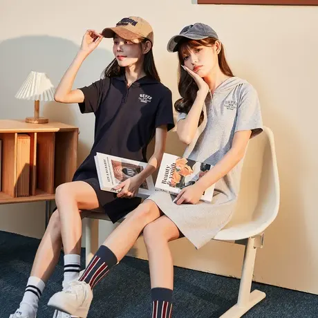 唐狮休闲学院运动风连衣裙夏A字裙子女夏季小个子穿搭女装图片