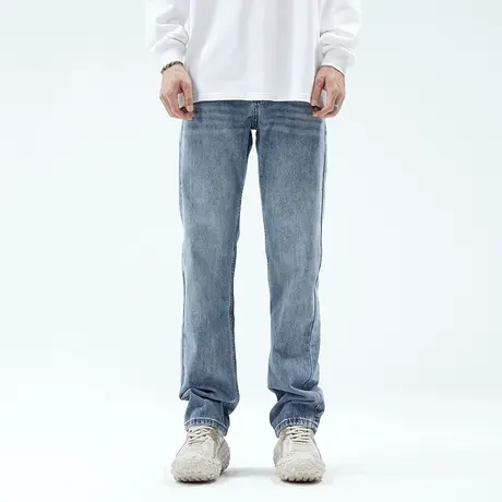 经典蓝美式牛仔裤男2024新款宽松直筒春秋季潮牌潮流高街男士裤子商品大图