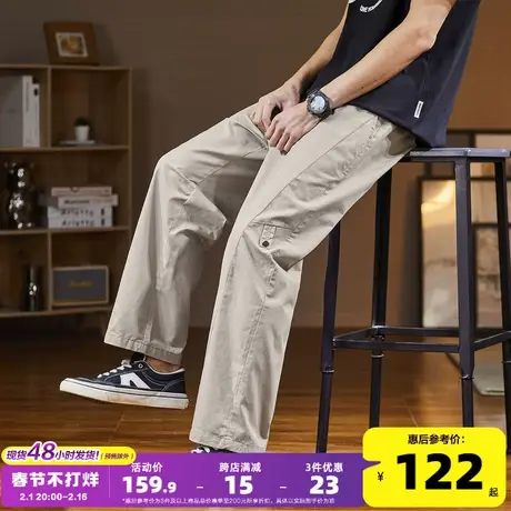 唐狮2024春夏新款工装裤男韩版阔腿宽松休闲裤长裤子男款潮牌图片