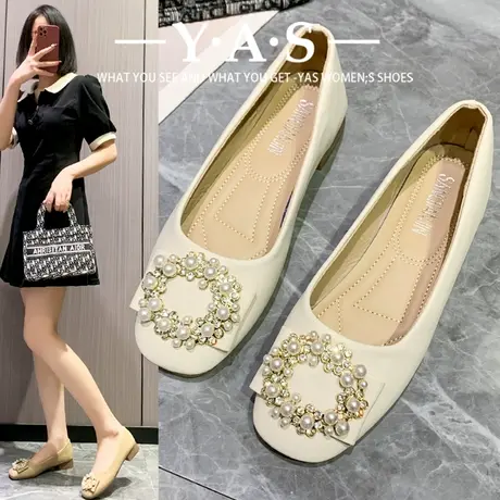 方头平底鞋女2024夏新款韩版水钻平跟工作鞋女软皮百搭四季单鞋秋商品大图