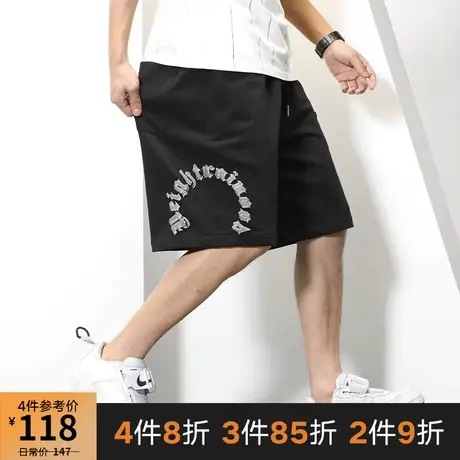 GxxH大码男装潮牌胖子宽松五分裤子肥佬夏季加肥加大黑色休闲短裤商品大图