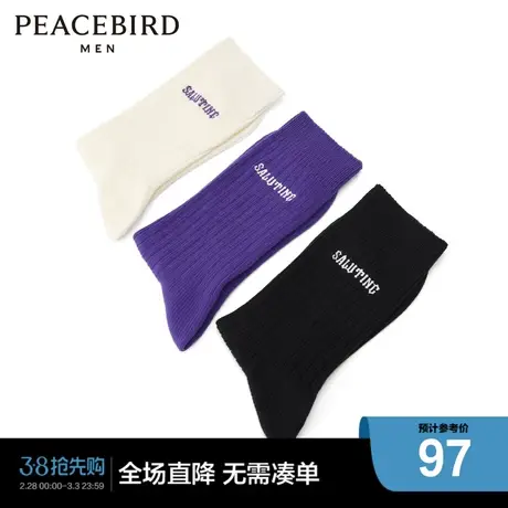 【商场同款】太平鸟男装 时尚刺绣袜子男士潮流长筒袜B2YGD4192商品大图