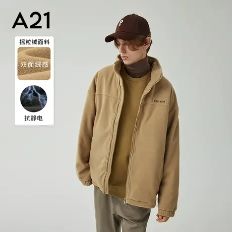 【抗静电摇粒绒外套】A21男装保暖立领夹克男秋季情侣装男士上衣商品大图