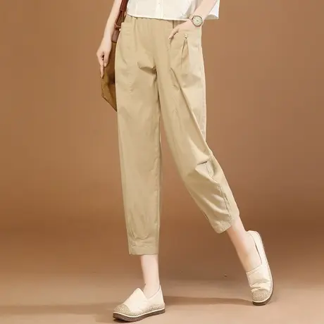 韩潮袭人2023早秋新款松紧腰宽松百搭九分休闲裤女显瘦哈伦裤薄款图片