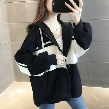连帽卫衣女开衫春秋薄款2023年新款春季上衣韩版宽松春款爆款外套图片