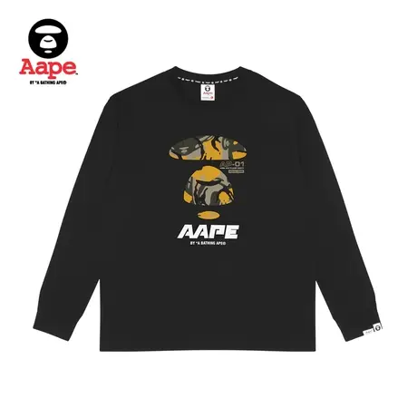 Aape旗舰店男装秋冬迷彩猿颜字母印花薄款长袖T恤1017XXJ商品大图