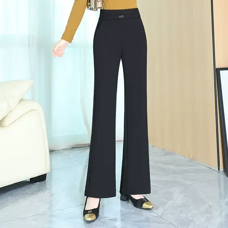 黑色微喇裤高腰长裤韩版显瘦休闲裤女秋季2023新款时尚气质西装裤商品大图