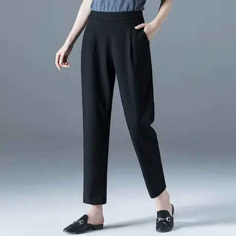 黑色西装裤女2023新款春秋女裤宽松老爹萝卜裤休闲裤子九分哈伦裤商品大图