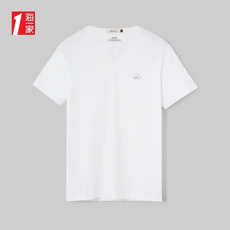 海一家简约印花短T品舒适日常时尚休闲男士短袖T恤图片