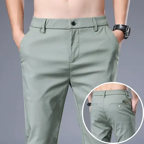 春夏季超薄款男裤上班工作冰丝休闲长裤男士商务西裤速干空调裤子图片