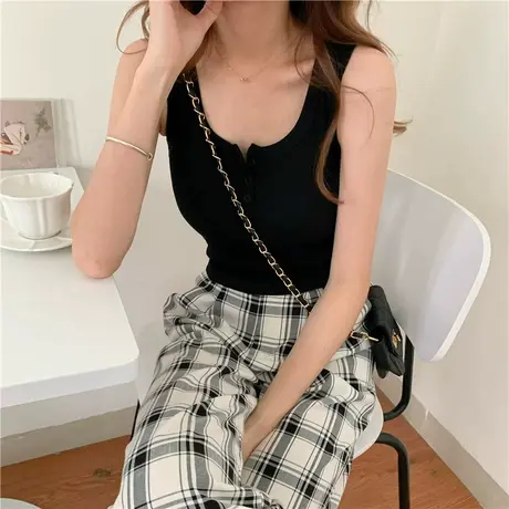 黑色针织内搭吊带打底小背心女夏外穿港味ins潮短款露脐紧身上衣商品大图