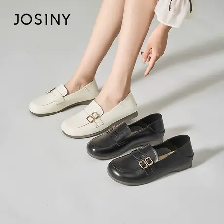 Josiny/卓诗尼英伦风小皮鞋2023秋季新款百搭时尚平底乐福鞋女鞋商品大图