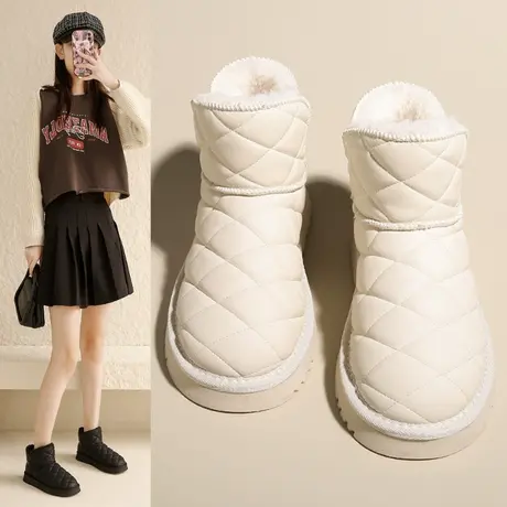 厚底雪地靴女小香风短筒保暖防滑棉鞋东北秋冬季松糕加厚加绒棉鞋图片