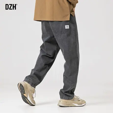 男生烟灰色牛仔裤男款直筒宽松潮牌纯棉长裤休闲裤子2023新款百搭商品大图