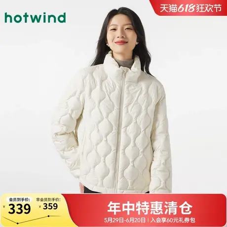 热风2024年冬季新款女士韩版黑色立领羽绒服简约百搭时尚保暖上衣图片
