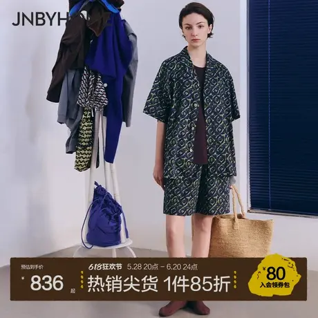 JNBYHOME江南布衣25新liberty印花短袖短裤套装家居服睡衣女宽松商品大图