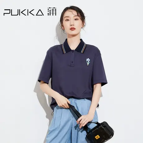 PUKKA蒲PUKKA商场同款女装纯棉t恤夏装新款装宽松设计感POLO衫图片