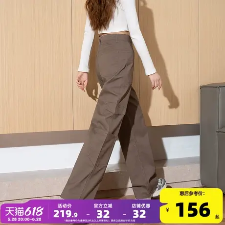 唐狮25春季新款直筒工装休闲裤女美式高街高腰显瘦宽松阔腿裤子GT图片