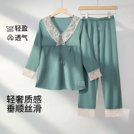茜施尔2025新款睡衣女薄款套装短袖长裤仿真丝家居服夏季S商品大图