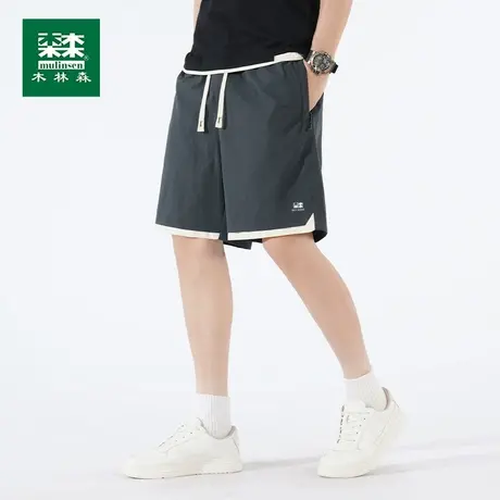 木林森冰丝短裤男士夏季2025新款宽松休闲百搭五分裤子运动速干裤图片