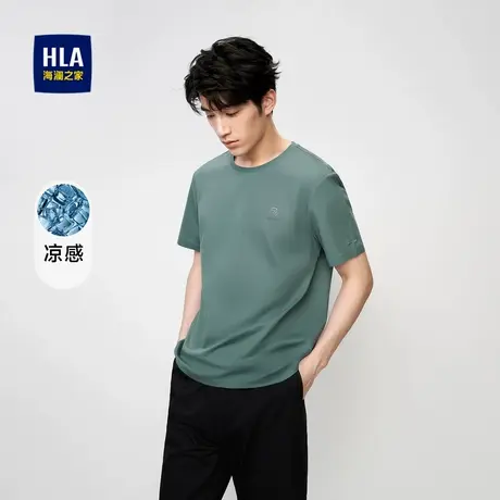 【奥莱】HLA/海澜之家易打理短袖T恤夏季凉感高周波印花圆领短t男商品大图