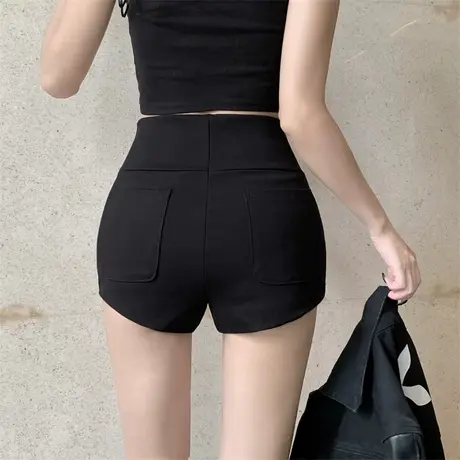 高腰黑色西装短裤女夏季薄款2025年新款紧身弹力休闲辣妹热裤外穿商品大图