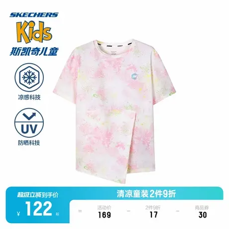 Skechers斯凯奇童装女童针织短袖舒适透气夏季户外休闲运动T恤衫商品大图